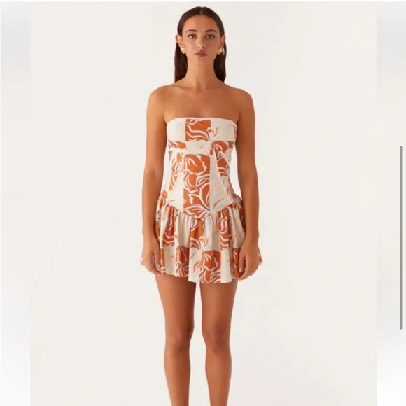 Peppermayo Orange and White Mini Dress - Picture 5 of 9